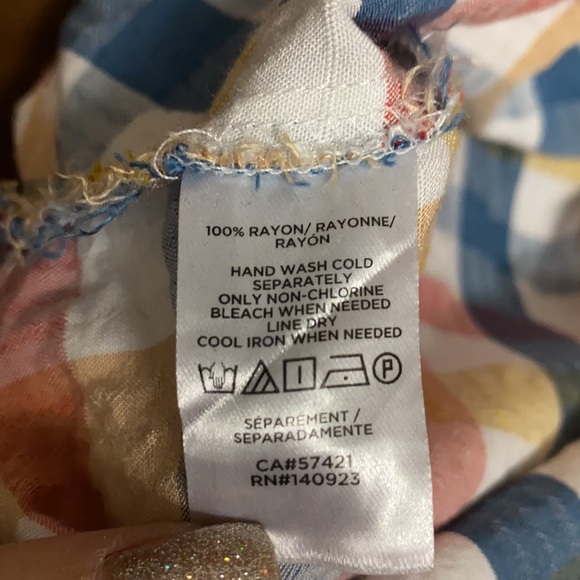 Loft XSP Pastel Plaid Shortsleeved Top - Picture 5 of 6